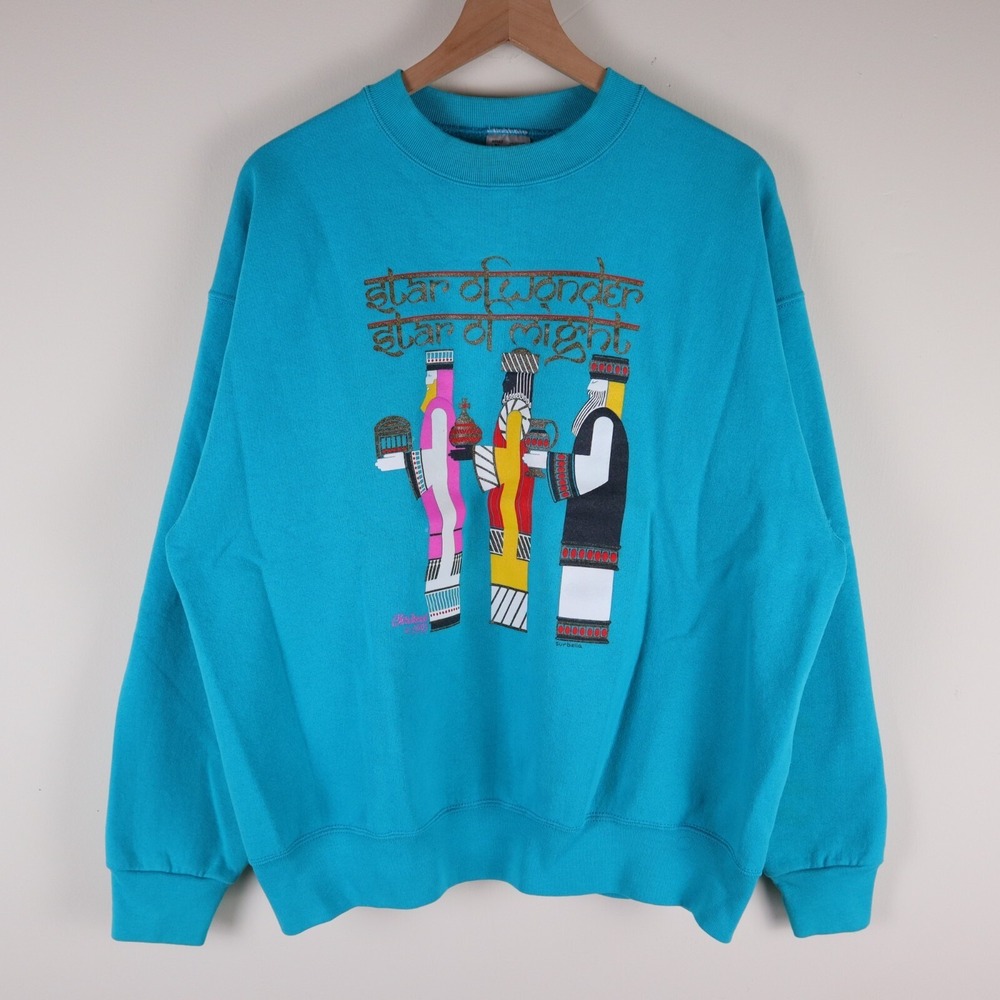 Vintage Three Kings Jesus Star of Wonder Sweatshirt‎ 1993 Unisex XL 24.5x26.5